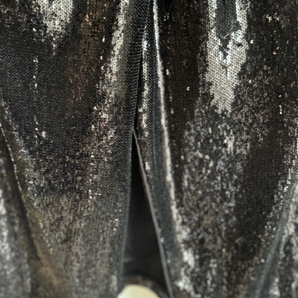 Anthropologie Women’s 8 Black Twist-Front All Over Sequin Dress Glam RARE - Picture 6 of 11